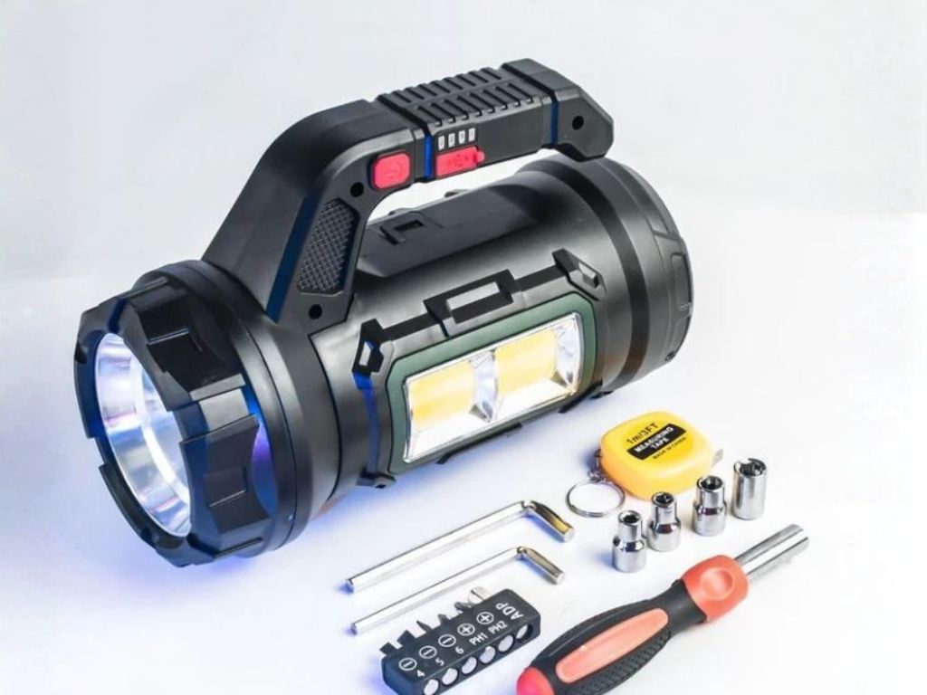 5-in-1 LED Torch Light with Hidden Tool Box Kit